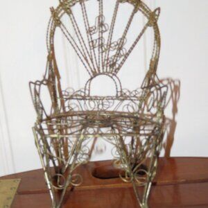 Brass Metal Openwork Doll Chair Vintage (K775)